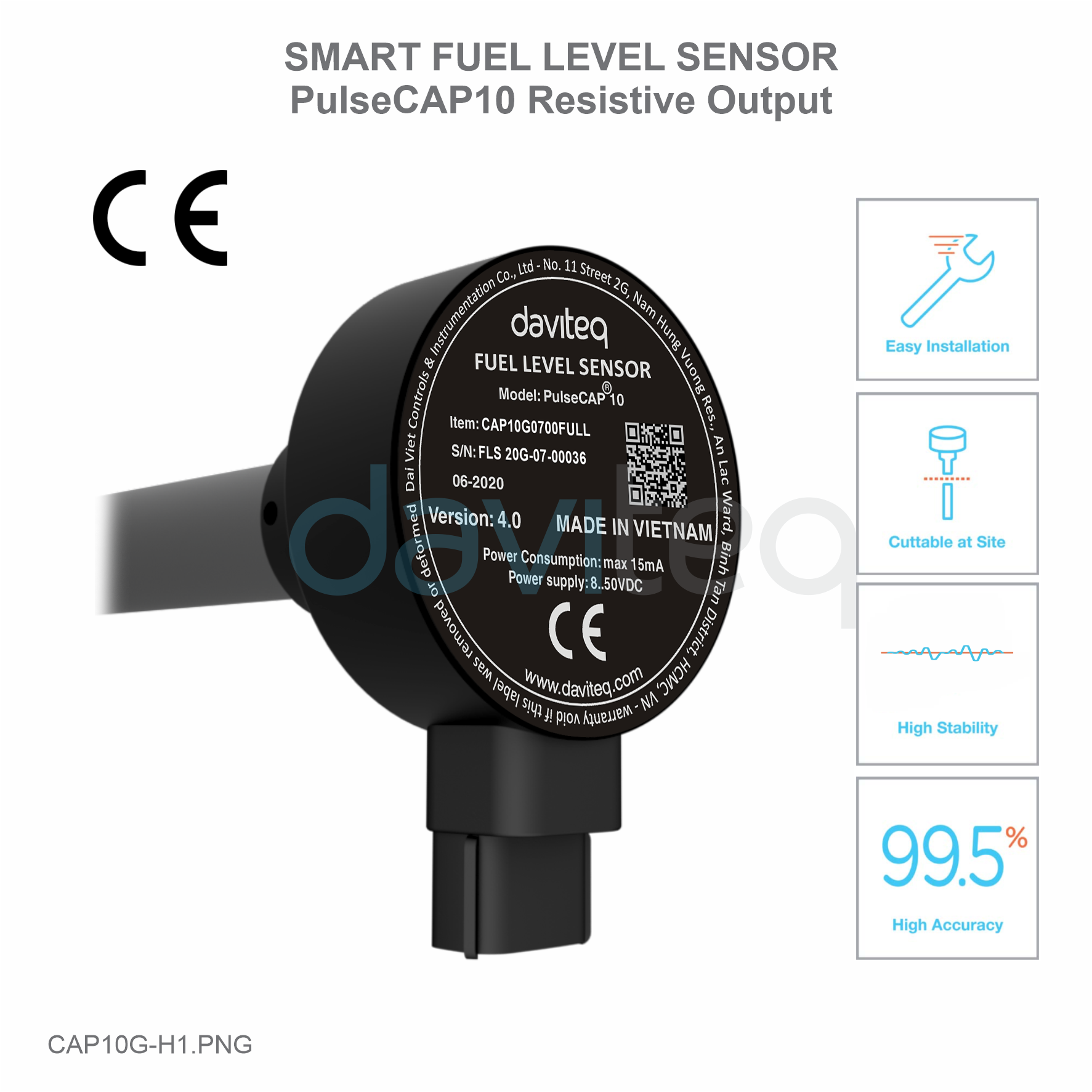 Fuel level sensor resistive output for GENSET