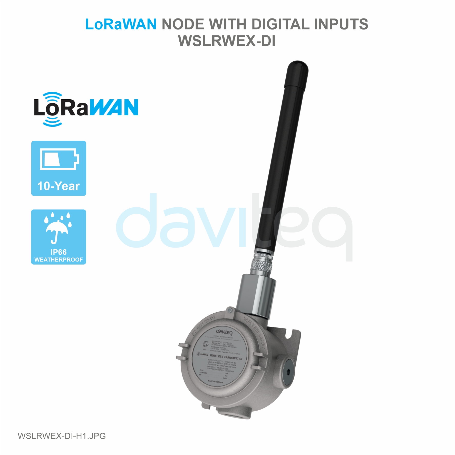 LoRaWAN Node with Digital Input Ex d approved