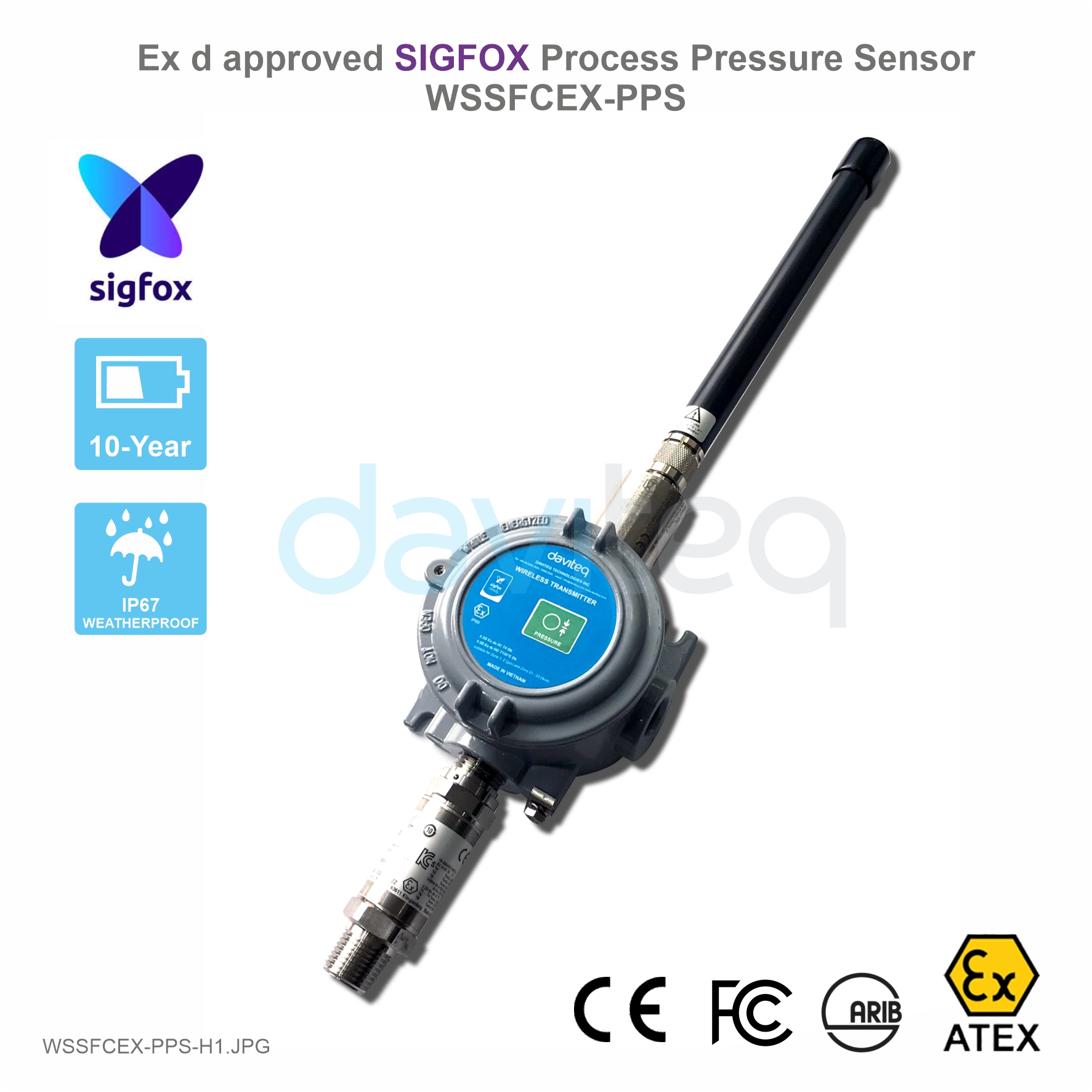 Cảm biến Sigfox đo áp suất Process có chứng nhận phòng nổ Ex d