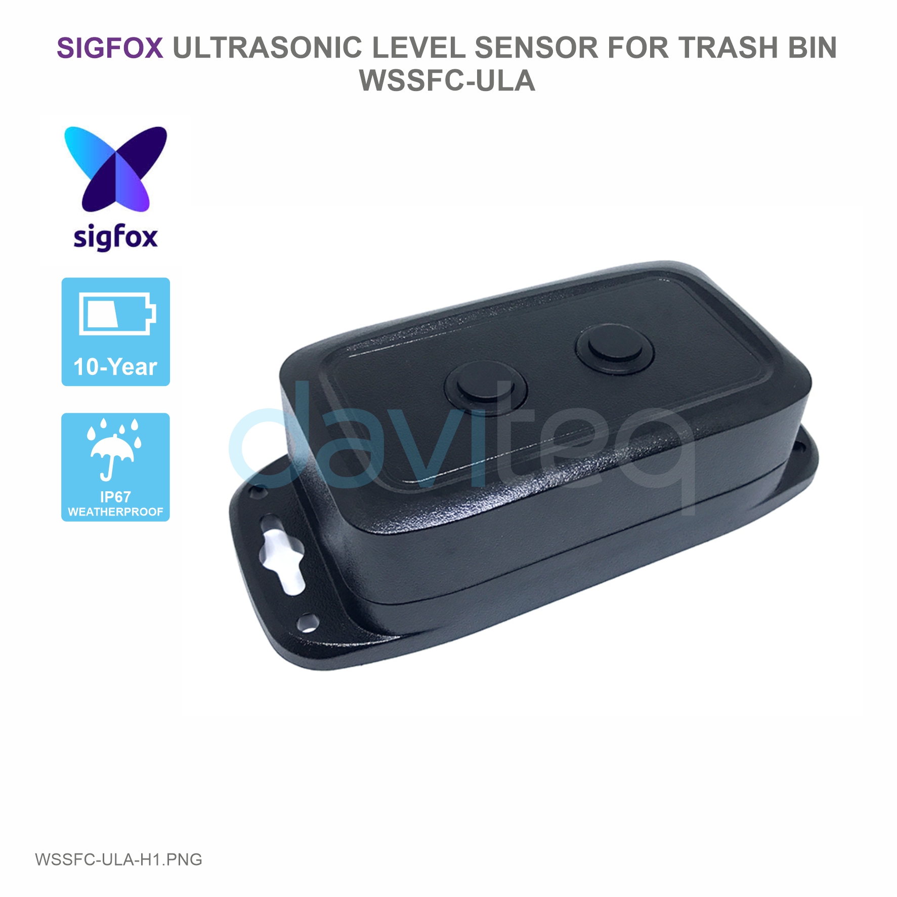 Sigfox Ready Ultrasonic Level Sensor for Trash Bin