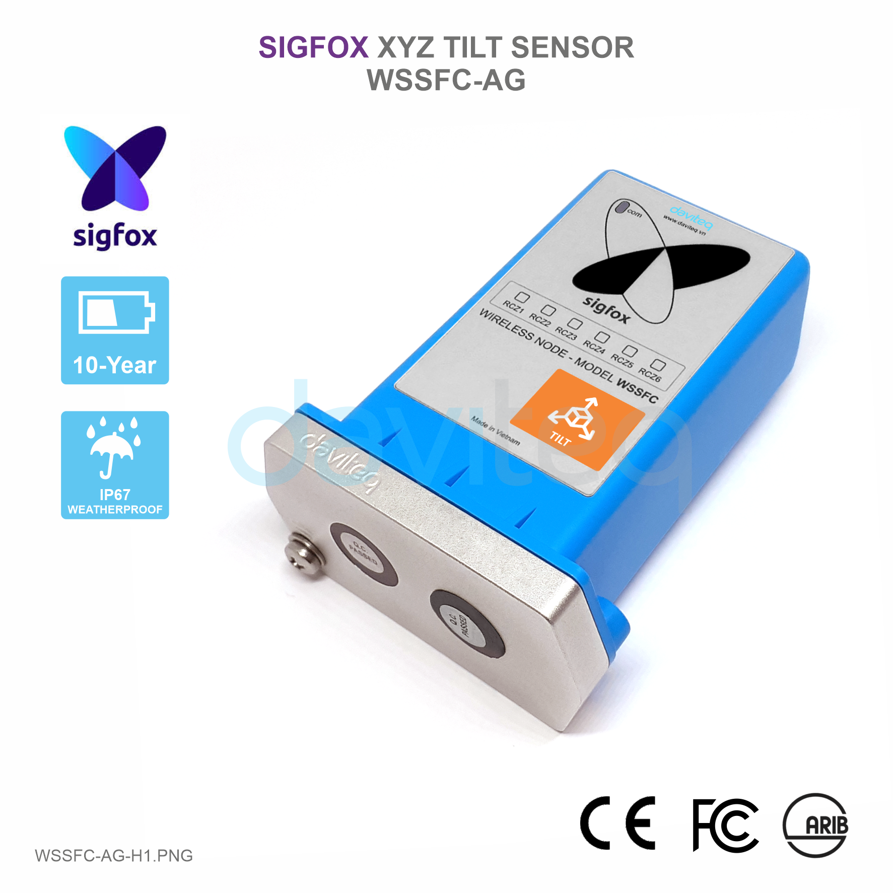 Cảm biến Sigfox đo độ nghiêng