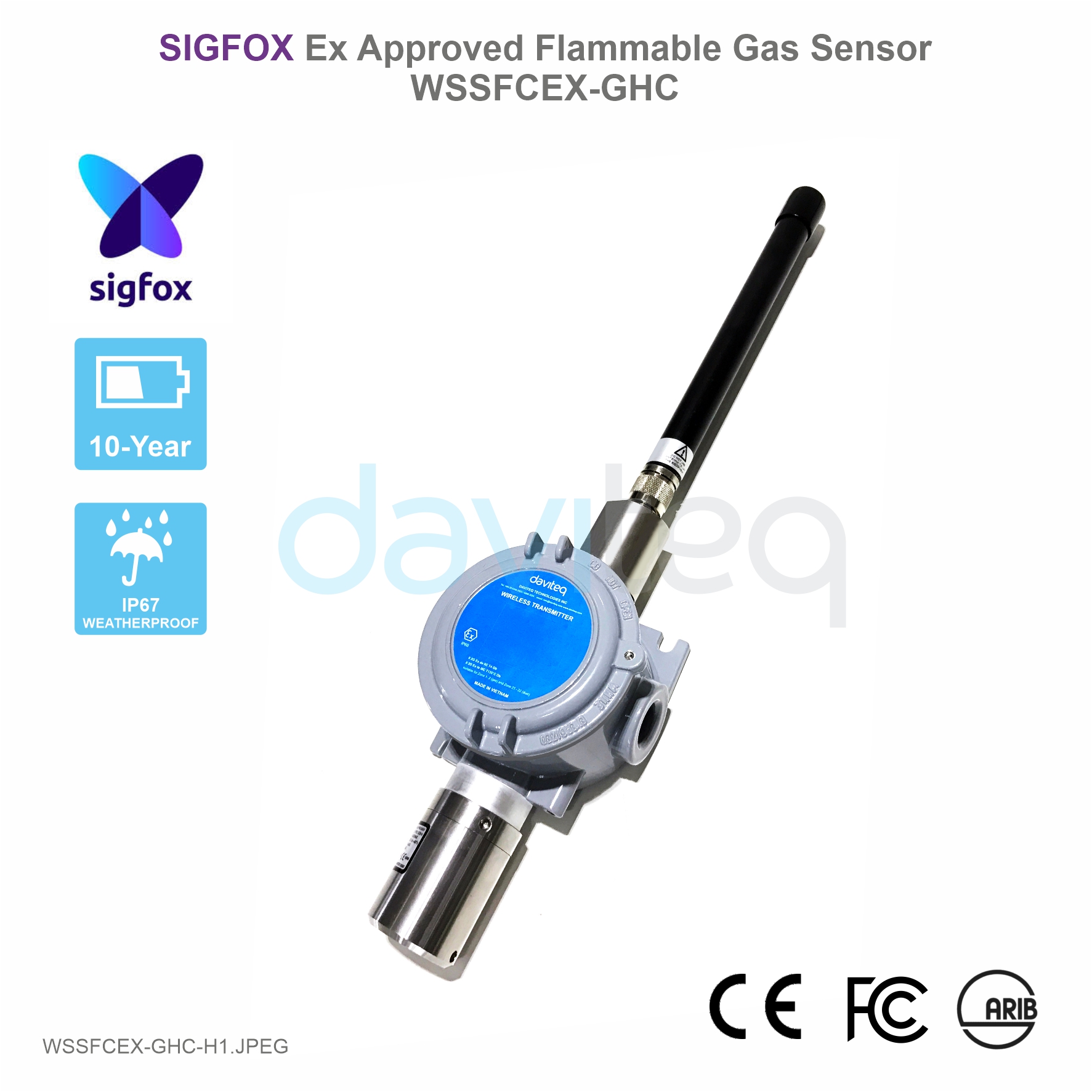 Sigfox-Ready Ex d approved Flammable Gas Sensor