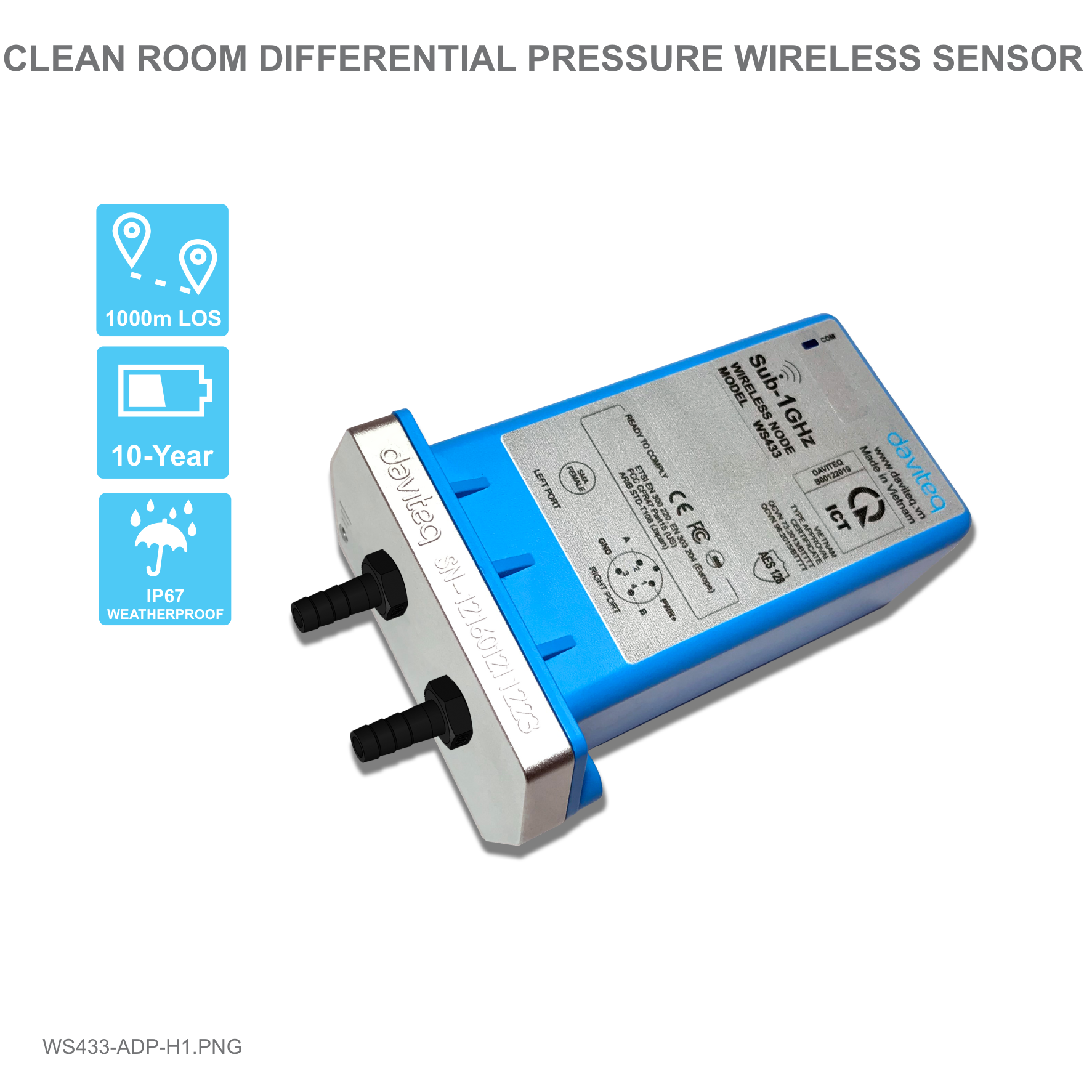 Wireless Room Differential Pressure Sensor