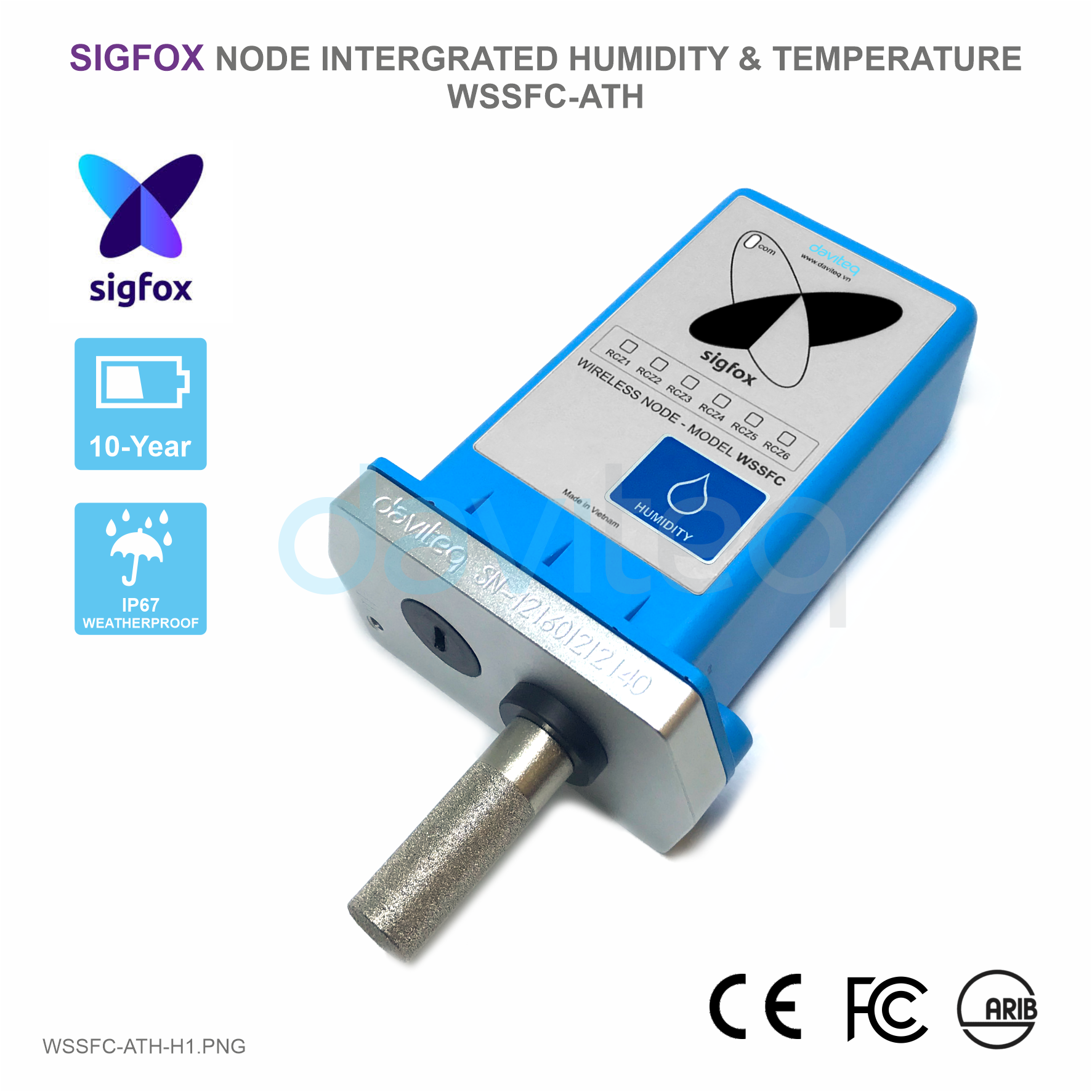 Cảm biến Sigfox đo nhiệt độ độ ẩm môi trường