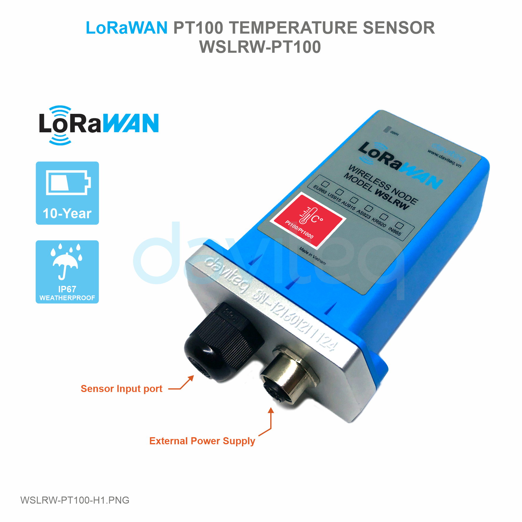 Cảm biến LoRaWAN PT100 Đo Nhiệt Độ