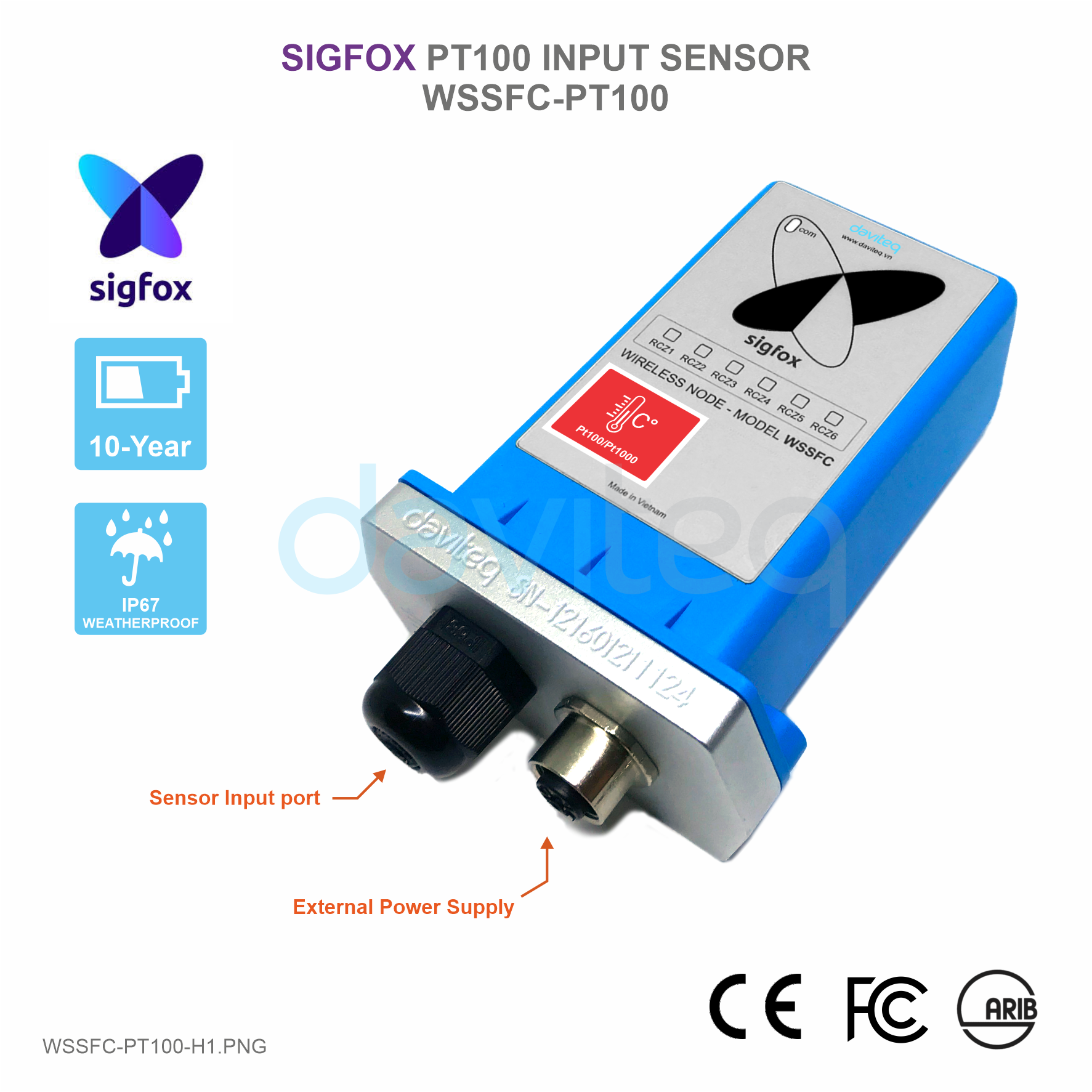 Cảm biến Sigfox Ngõ Vào PT100