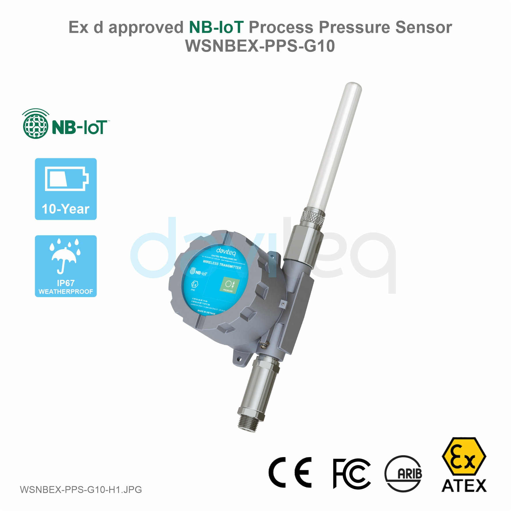 Cảm biến NBIoT đo áp suất Process phòng nổ Ex d