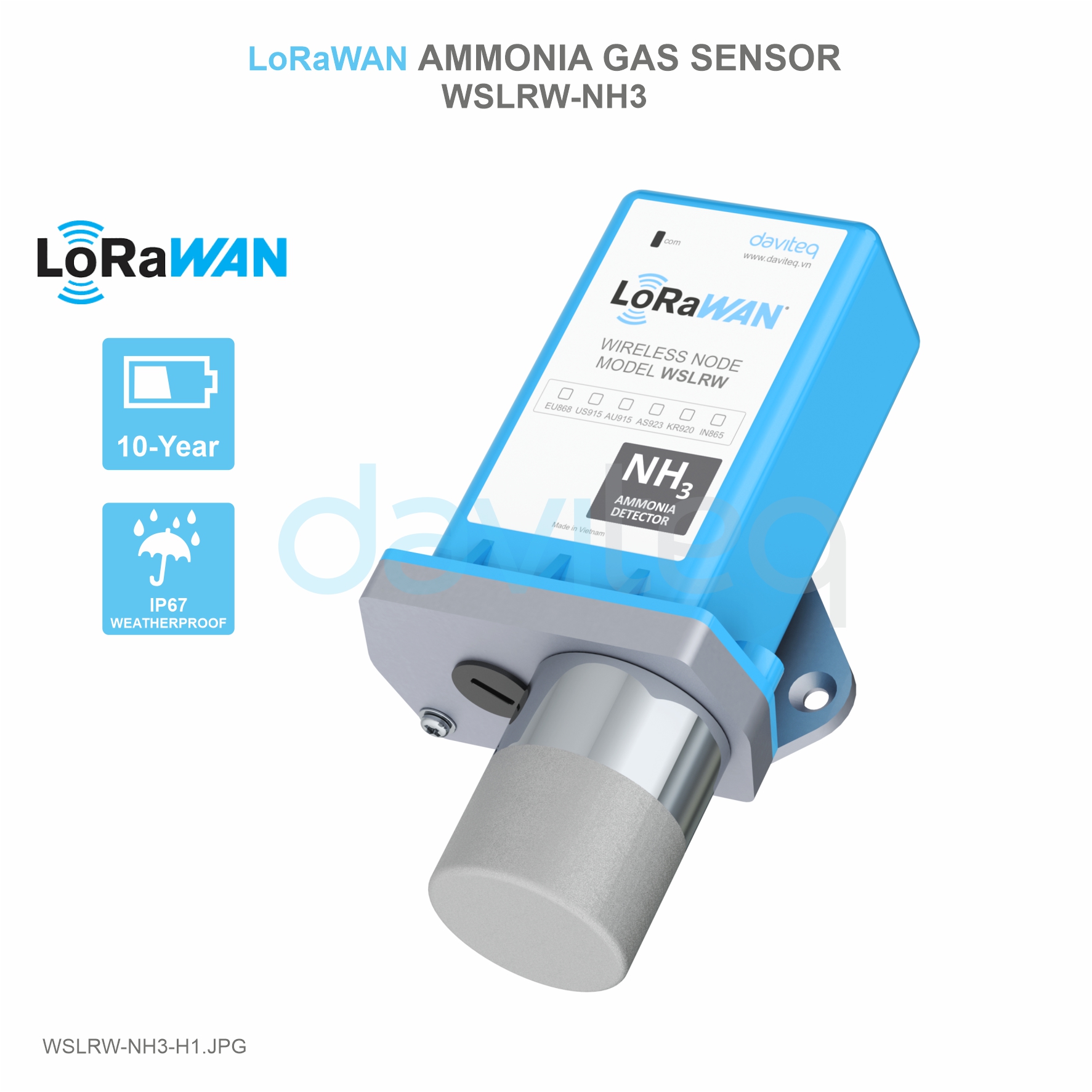 Cảm biến LoRaWAN đo khí Ammoniac NH3