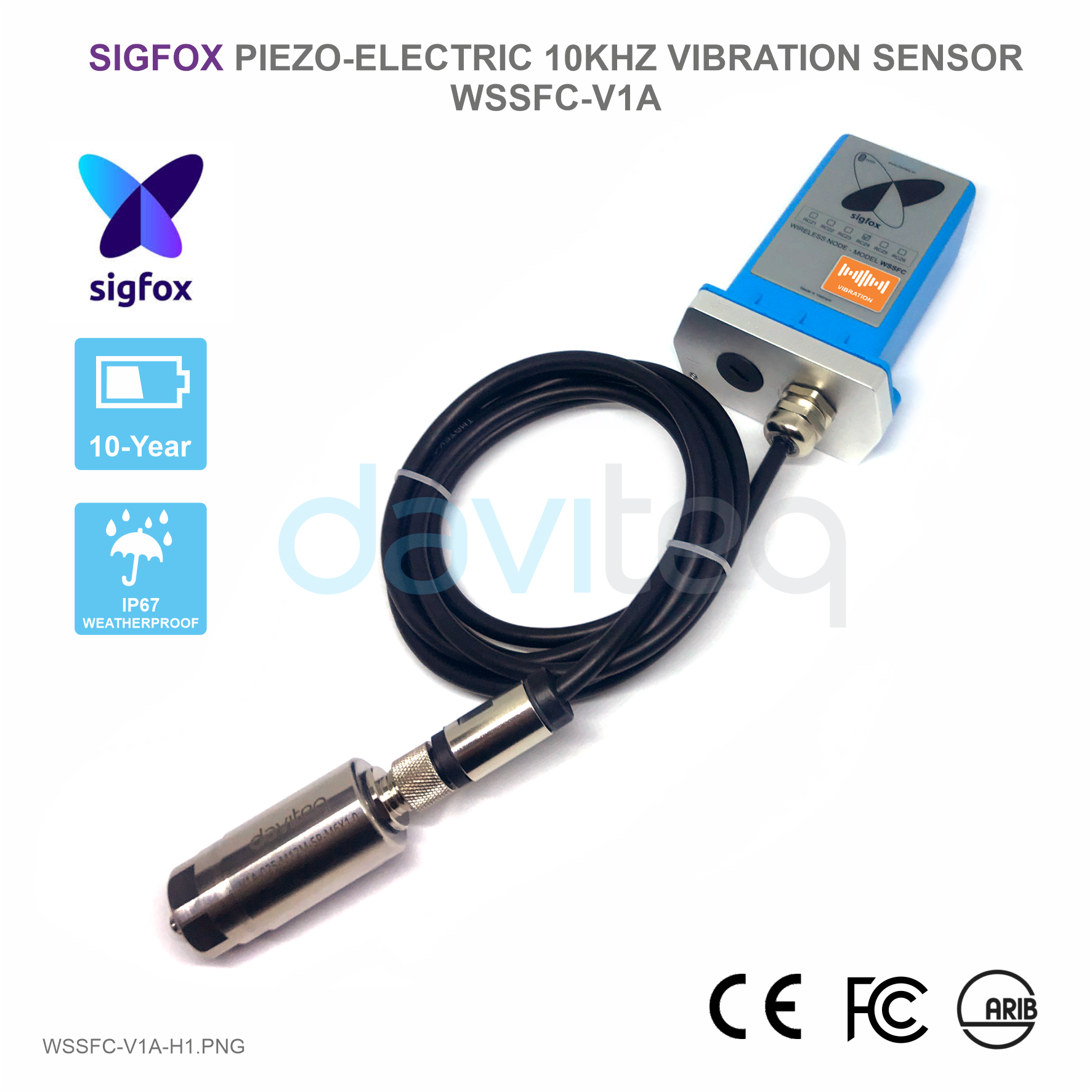 Cảm biến Sigfox đo rung loại Piezo-Electric 10KHz