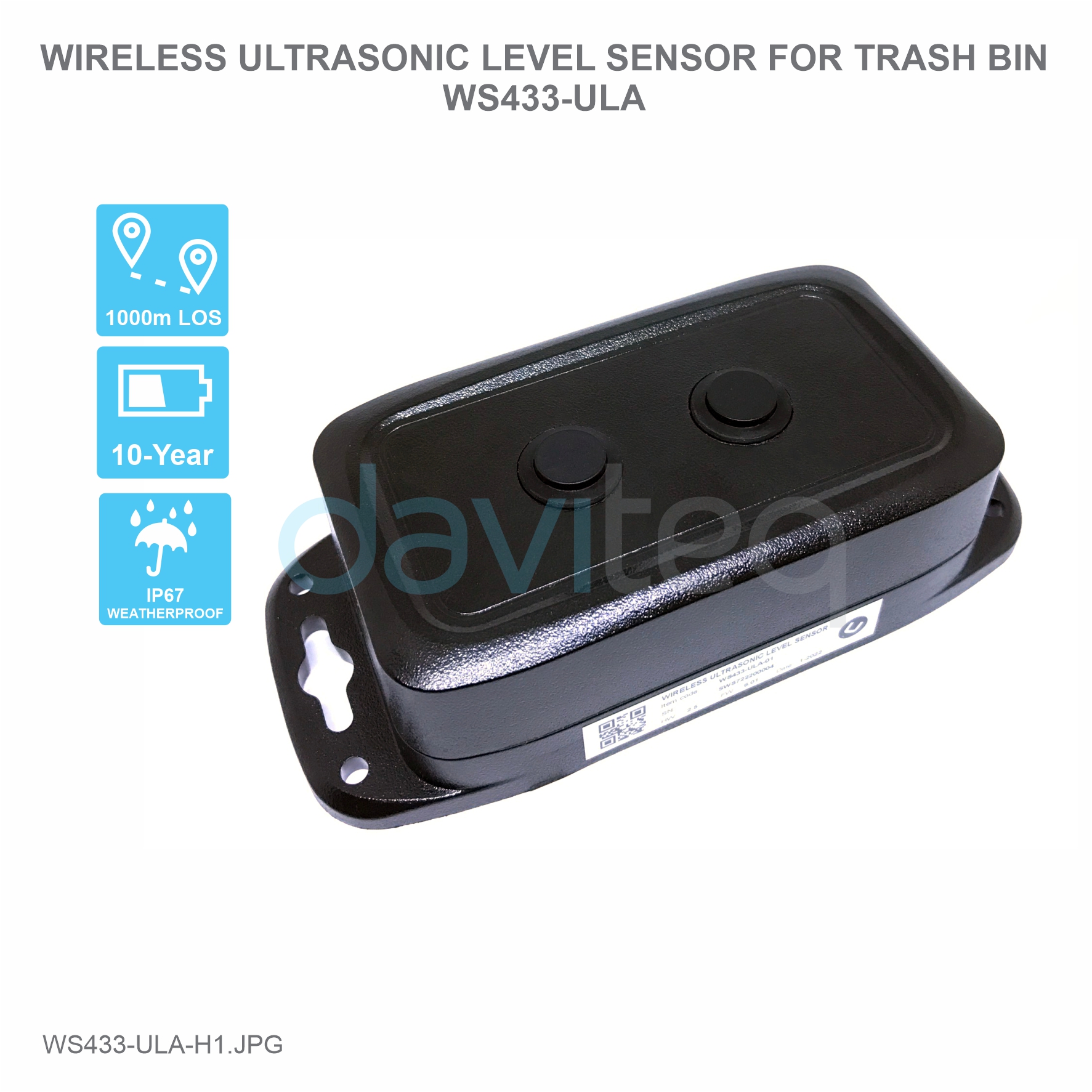 Wireless Ultrasonic Level Sensor for Trash Bin