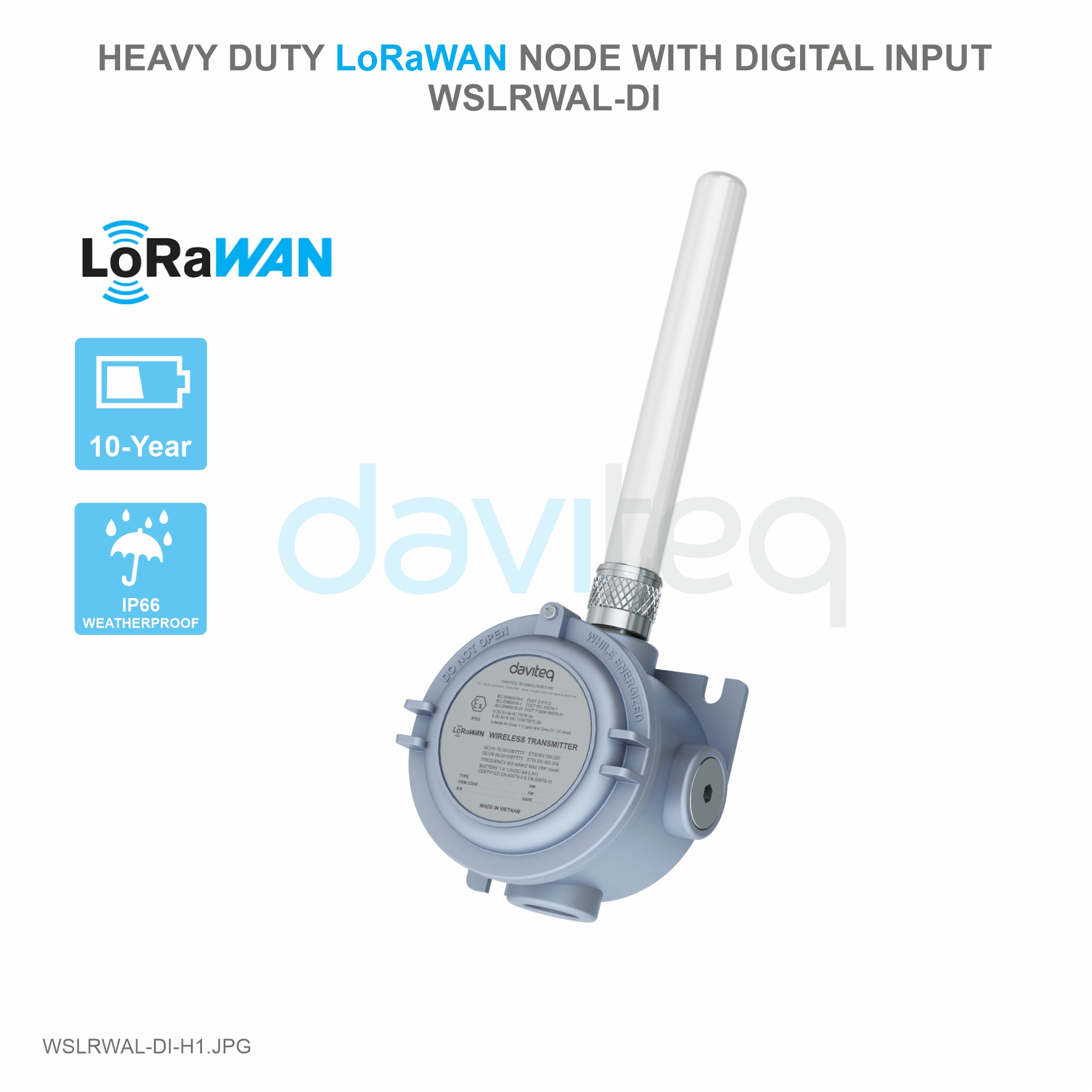 Cảm biến LoRaWAN ngõ vào số loại cao cấp