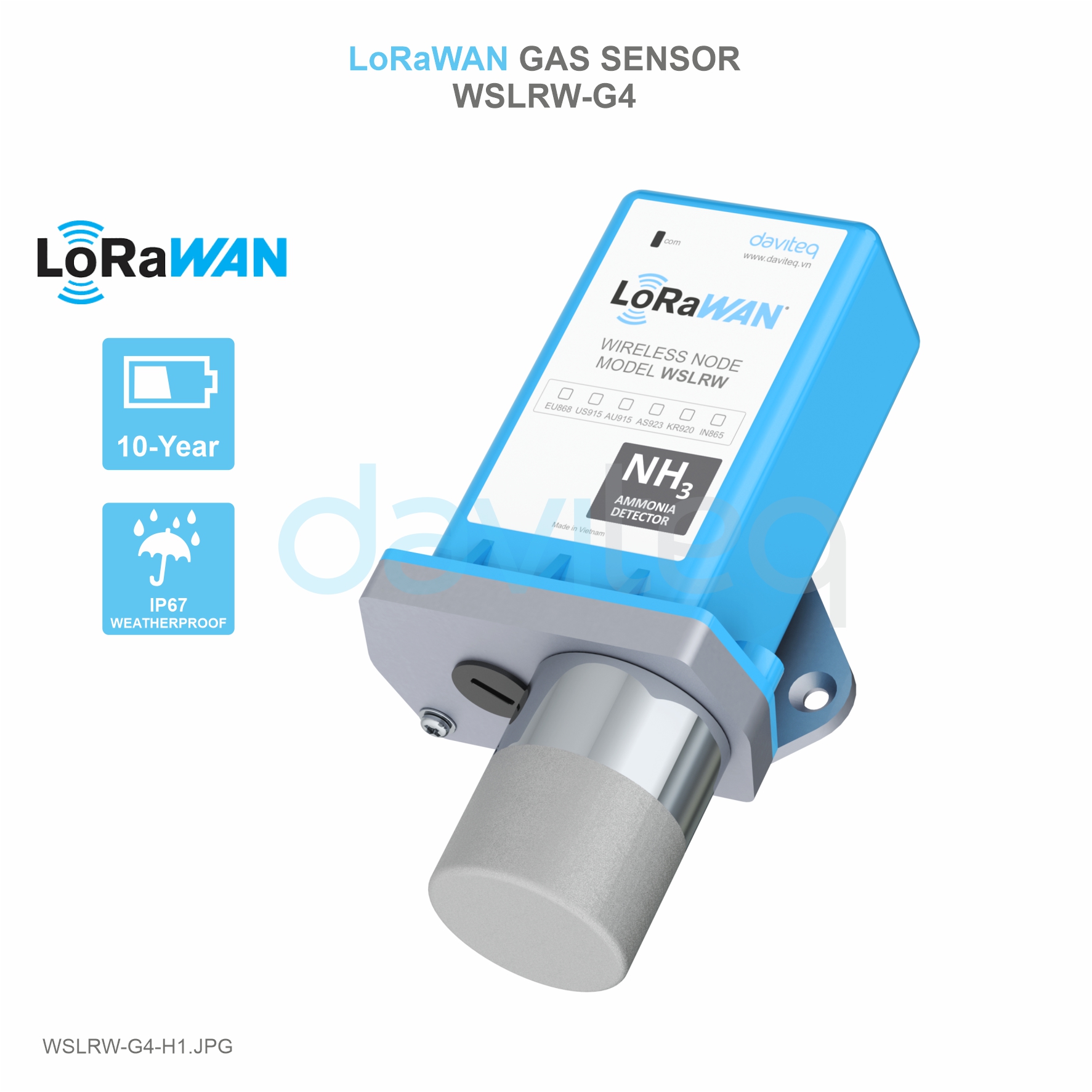 Cảm biến LoRaWAN đo khí các loại WSLRW-G4