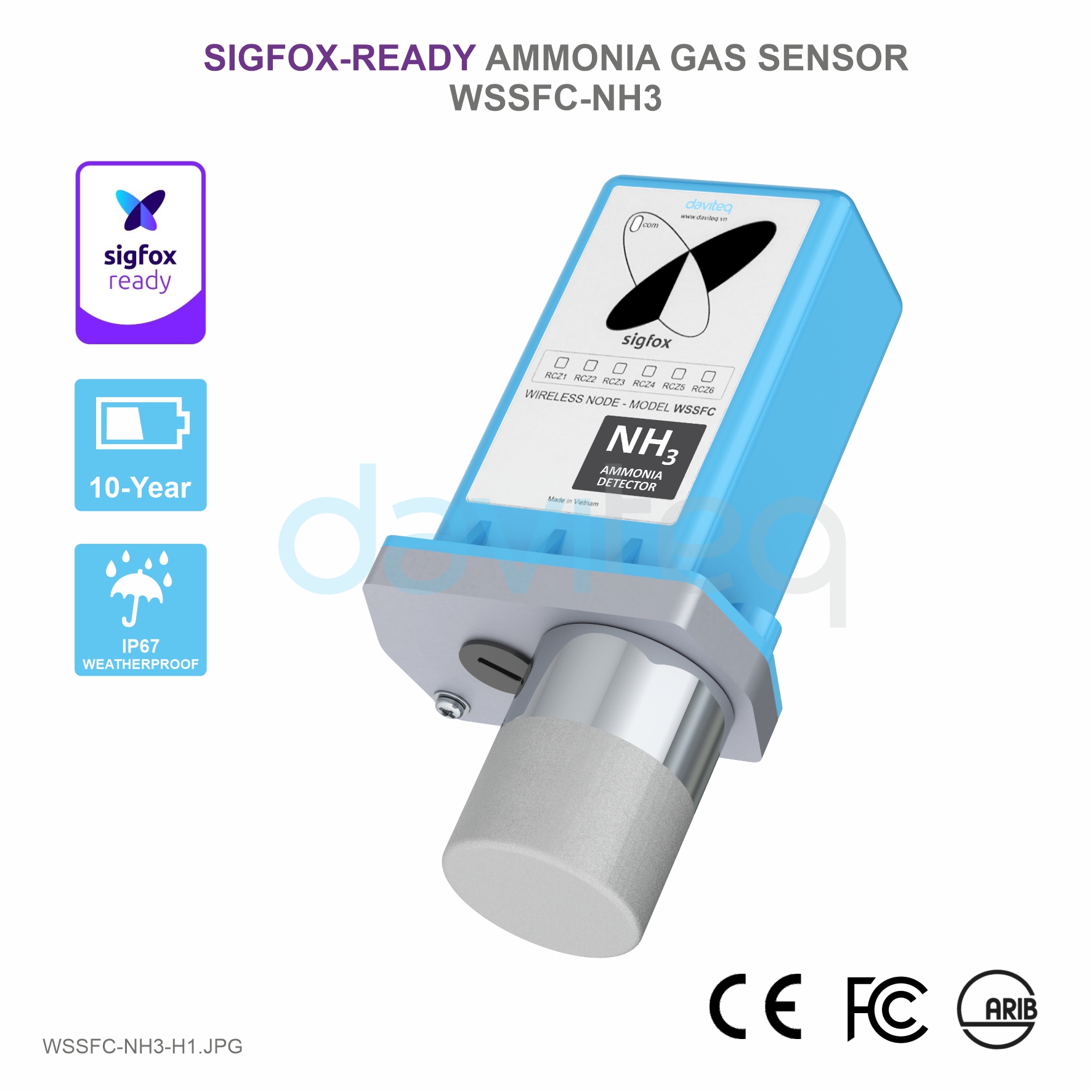 Sigfox-Ready Ammonia NH3 Gas Sensor