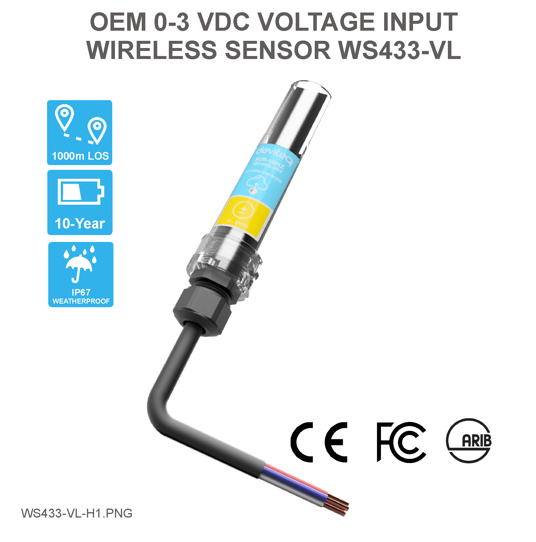 Cảm biến không dây OEM  đo điện áp 0..3VDC