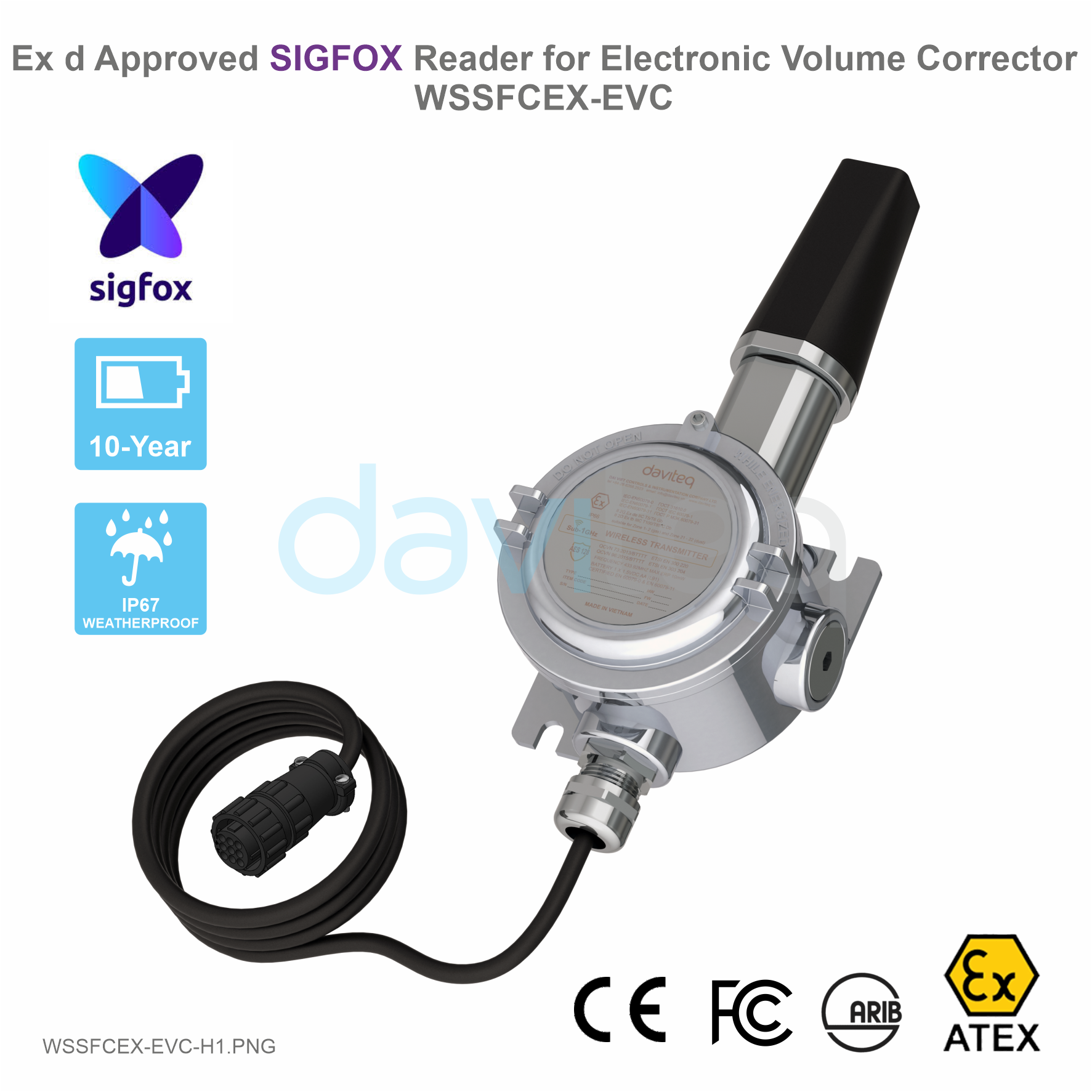 Ex d Approved Sigfox Reader for Electronic Volume Corrector